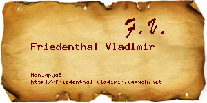 Friedenthal Vladimir névjegykártya